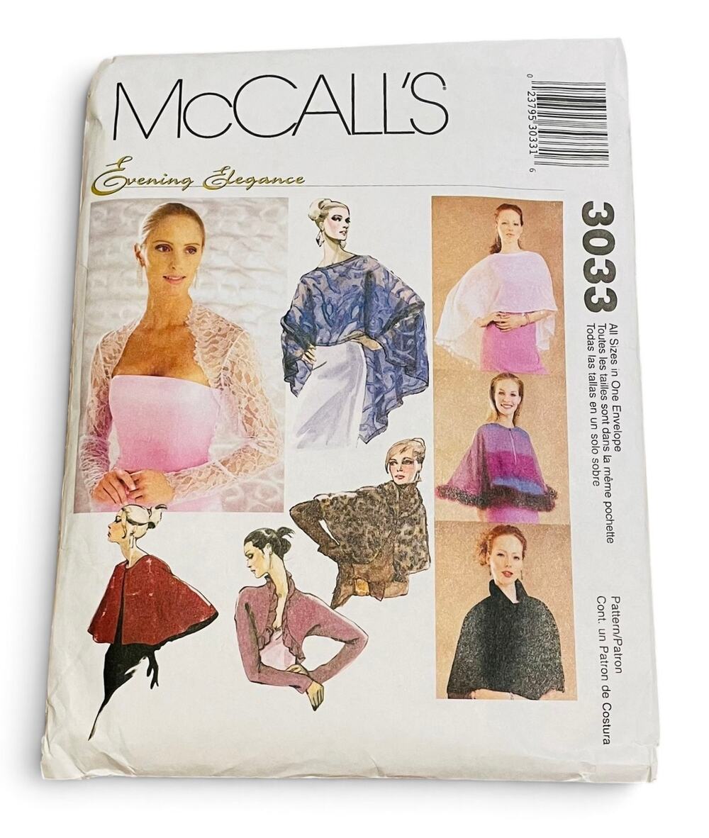 McCall's 3033 Sizes 4-18 Vintage 2000 Shrugs Capelets Evening Elegance FF Uncut